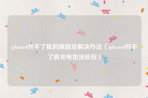 iphone6开不了机的原因及解决办法（iphone6开不了机充电也没反应）