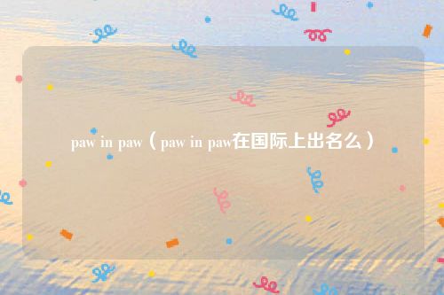 paw in paw（paw in paw在国际上出名么）