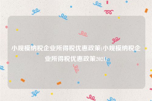 小规模纳税企业所得税优惠政策(小规模纳税企业所得税优惠政策2021)