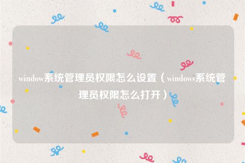 window系统管理员权限怎么设置(windows系统管理员权限怎么打开)