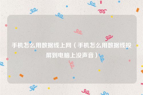 手机怎么用数据线上网(手机怎么用数据线投屏到电脑上没声音)