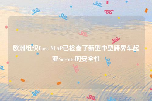 欧洲组织Euro NCAP已检查了新型中型跨界车起亚Sorento的安全性
