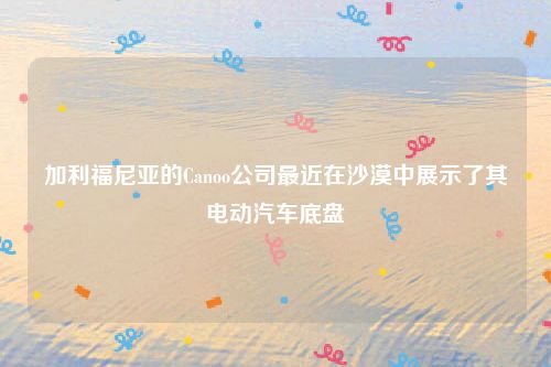 加利福尼亚的Canoo公司最近在沙漠中展示了其电动汽车底盘