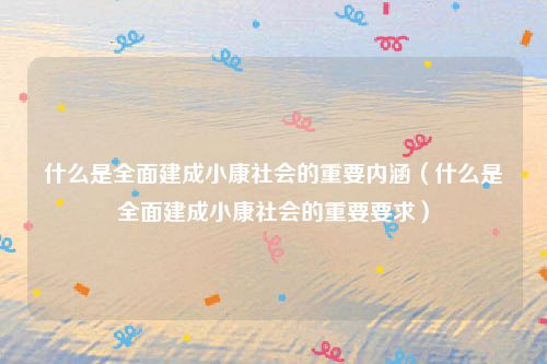 什么是全面建成小康社会的重要内涵（什么是全面建成小康社会的重要要求）