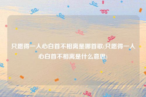 只愿得一人心白首不相离是哪首歌(只愿得一人心白首不相离是什么意思)
