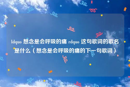 ldquo 想念是会呼吸的痛 rdquo 这句歌词的歌名是什么(想念是会呼吸的痛的下一句歌词)