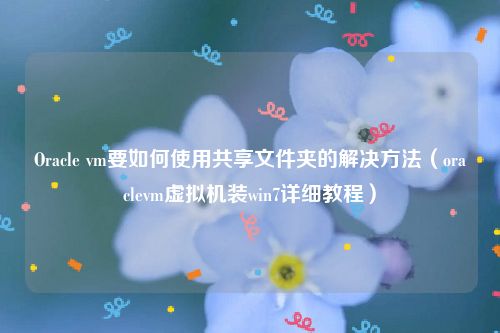 Oracle vm要如何使用共享文件夹的解决方法(oraclevm虚拟机装win7详细教程)