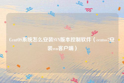 CentOS系统怎么安装SVN版本控制软件（centos7安装svn客户端）