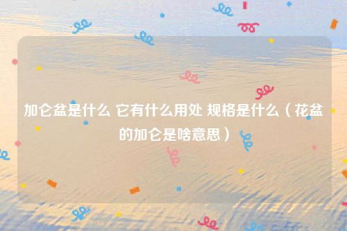 加仑盆是什么 它有什么用处 规格是什么(花盆的加仑是啥意思)