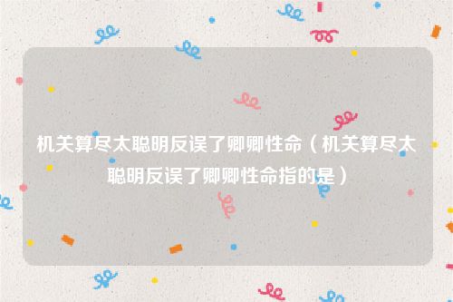 机关算尽太聪明反误了卿卿性命(机关算尽太聪明反误了卿卿性命指的是)