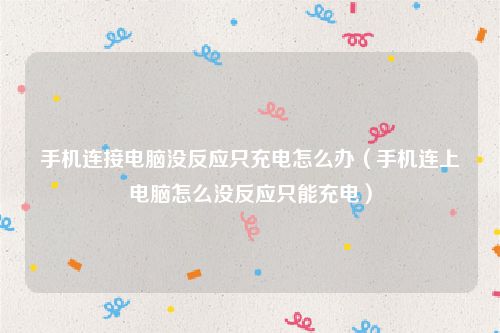 手机连接电脑没反应只充电怎么办(手机连上电脑怎么没反应只能充电)