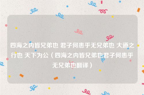 四海之内皆兄弟也 君子何患乎无兄弟也 大道之行也 天下为公(四海之内皆兄弟也君子何患乎无兄弟也翻译)