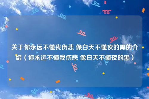 关于你永远不懂我伤悲 像白天不懂夜的黑的介绍(你永远不懂我伤悲 像白天不懂夜的黑)
