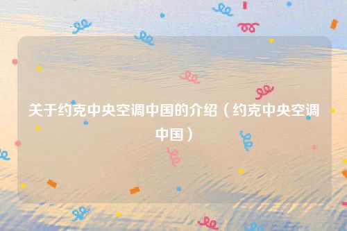 关于约克中央空调中国的介绍(约克中央空调中国)