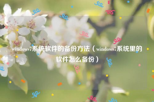 windows7系统软件的备份方法(windows7系统里的软件怎么备份)