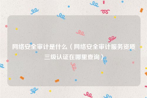 网络安全审计是什么(网络安全审计服务资质三级认证在哪里查询)