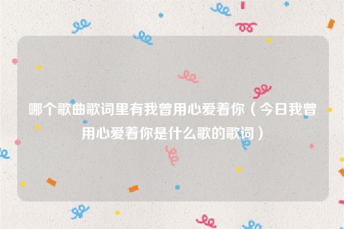 哪个歌曲歌词里有我曾用心爱着你(今日我曾用心爱着你是什么歌的歌词)