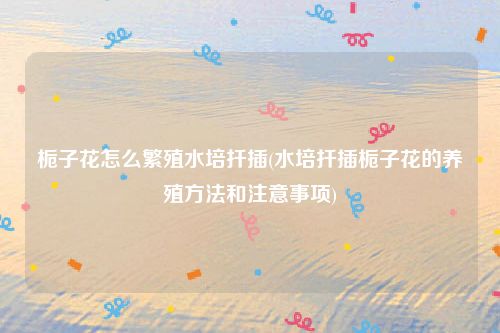 栀子花怎么繁殖水培扦插(水培扦插栀子花的养殖方法和注意事项)