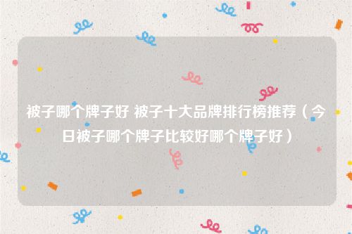 被子哪个牌子好 被子十大品牌排行榜推荐(今日被子哪个牌子比较好哪个牌子好)