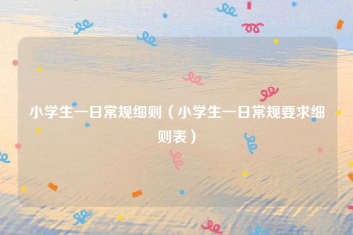 小学生一日常规细则（小学生一日常规要求细则表）