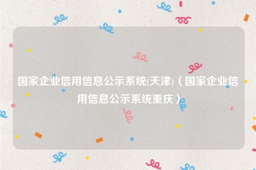 国家企业信用信息公示系统(天津)(国家企业信用信息公示系统重庆)