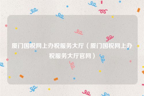 厦门国税网上办税服务大厅（厦门国税网上办税服务大厅官网）