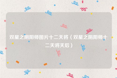 双星之阴阳师图片十二天将(双星之阴阳师十二天将天后)