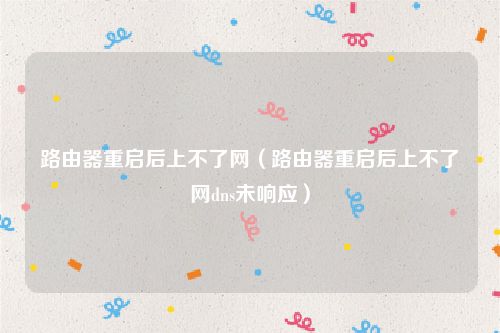 路由器重启后上不了网（路由器重启后上不了网dns未响应）