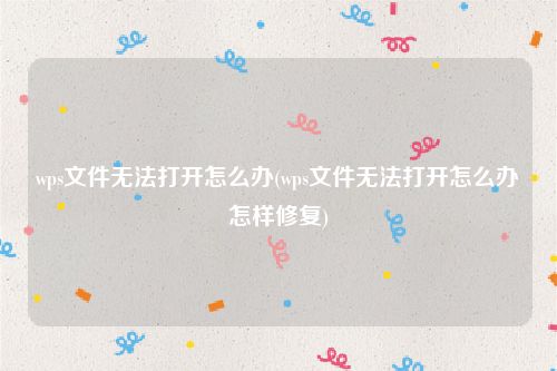 wps文件无法打开怎么办(wps文件无法打开怎么办怎样修复)