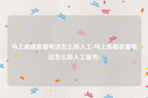 马上金融客服电话怎么转人工(马上金融客服电话怎么转人工服务)
