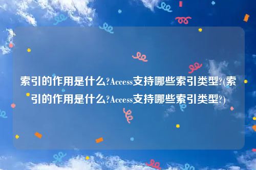 索引的作用是什么?Access支持哪些索引类型?(索引的作用是什么?Access支持哪些索引类型?)