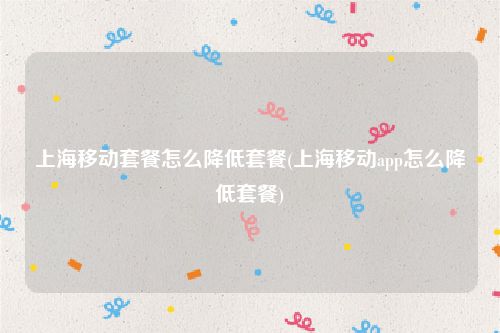 上海移动套餐怎么降低套餐(上海移动app怎么降低套餐)