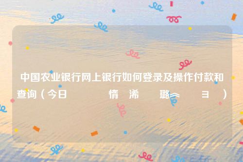 中国农业银行网上银行如何登录及操作付款和查询（今日鍐滀笟閾惰浠樻璐︽埛鏌ヨ）