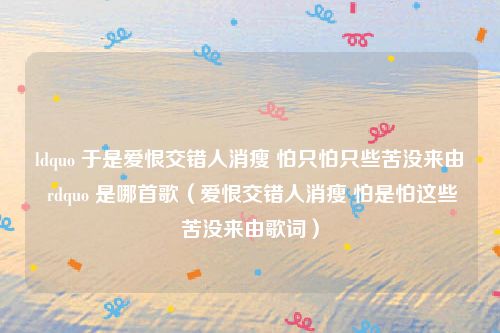 ldquo 于是爱恨交错人消瘦 怕只怕只些苦没来由 rdquo 是哪首歌（爱恨交错人消瘦 怕是怕这些苦没来由歌词）