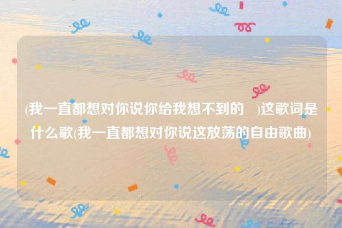 (我一直都想对你说你给我想不到的   )这歌词是什么歌(我一直都想对你说这放荡的自由歌曲)