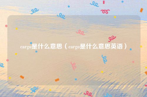 cargo是什么意思(cargo是什么意思英语)