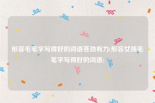 形容毛笔字写得好的词语苍劲有力(形容女孩毛笔字写得好的词语)