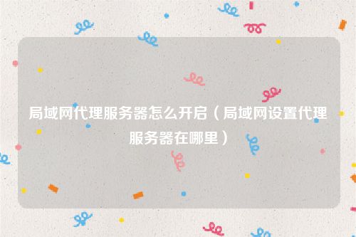 局域网代理服务器怎么开启（局域网设置代理服务器在哪里）