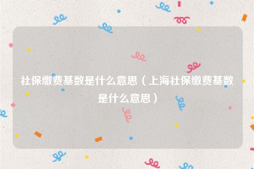 社保缴费基数是什么意思（上海社保缴费基数是什么意思）