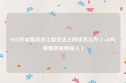 WIFI共享精灵连上却无法上网该怎么办（wifi共享精灵拒绝接入）