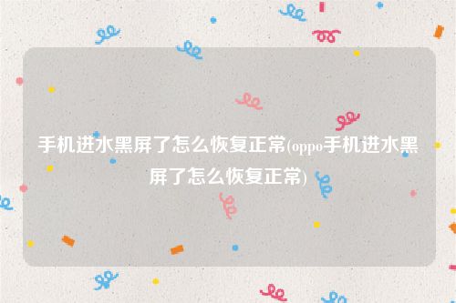 手机进水黑屏了怎么恢复正常(oppo手机进水黑屏了怎么恢复正常)