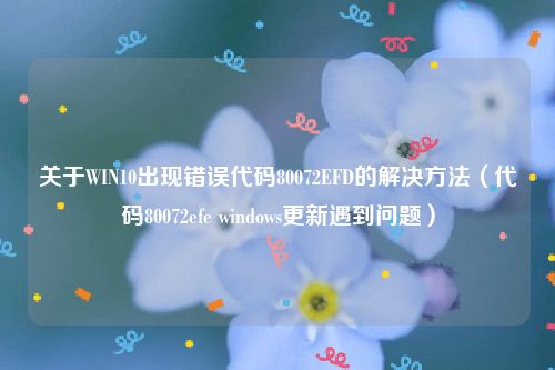 关于WIN10出现错误代码80072EFD的解决方法（代码80072efe windows更新遇到问题）