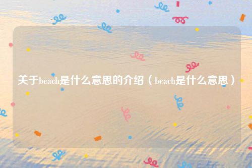 关于beach是什么意思的介绍（beach是什么意思）