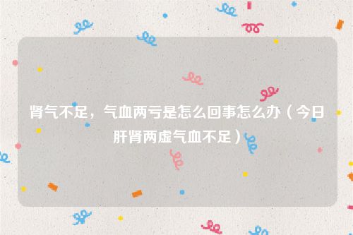 肾气不足,气血两亏是怎么回事怎么办(今日肝肾两虚气血不足)