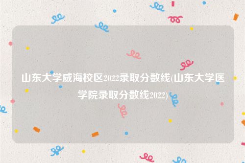 山东大学威海校区2022录取分数线(山东大学医学院录取分数线2022)