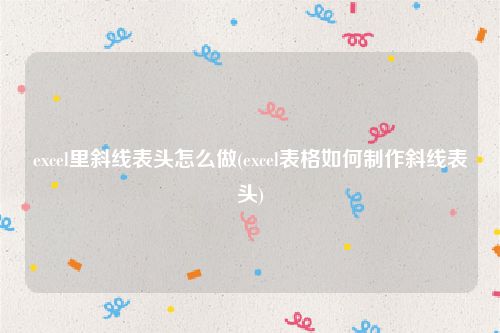 excel里斜线表头怎么做(excel表格如何制作斜线表头)