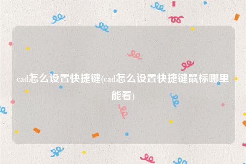 cad怎么设置快捷键(cad怎么设置快捷键鼠标哪里能看)