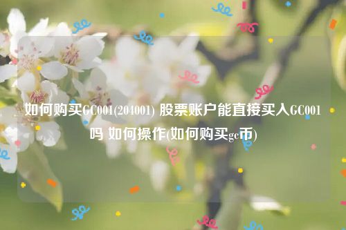 如何购买GC001(204001) 股票账户能直接买入GC001吗 如何操作(如何购买gc币)