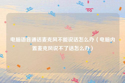 电脑语音通话麦克风不能说话怎么办（电脑内置麦克风说不了话怎么办）