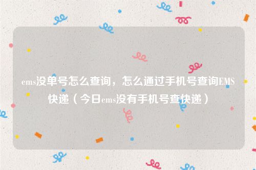 ems没单号怎么查询，怎么通过手机号查询EMS快递（今日ems没有手机号查快递）